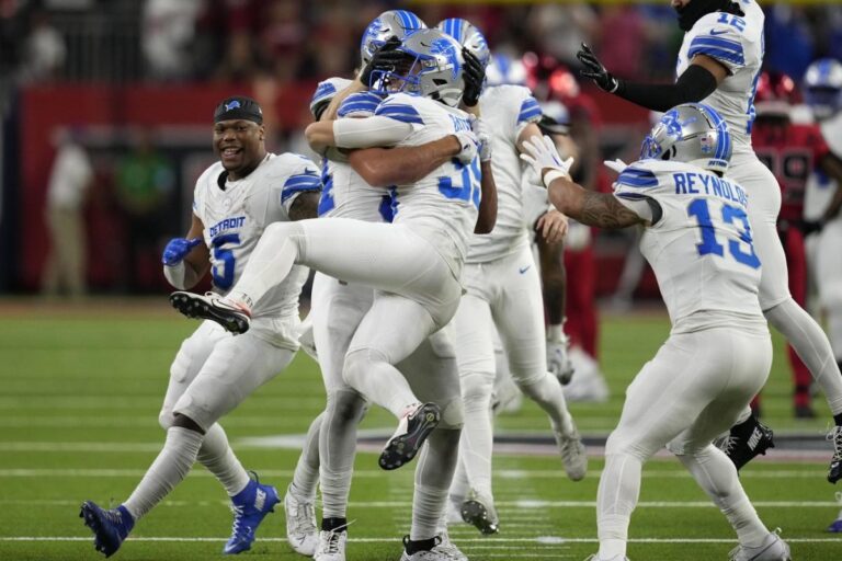 Jake Bates makes 52-yarder at buzzer, Lions overcome Jared Goff’s 5 INTs to rally past Texans 26-23